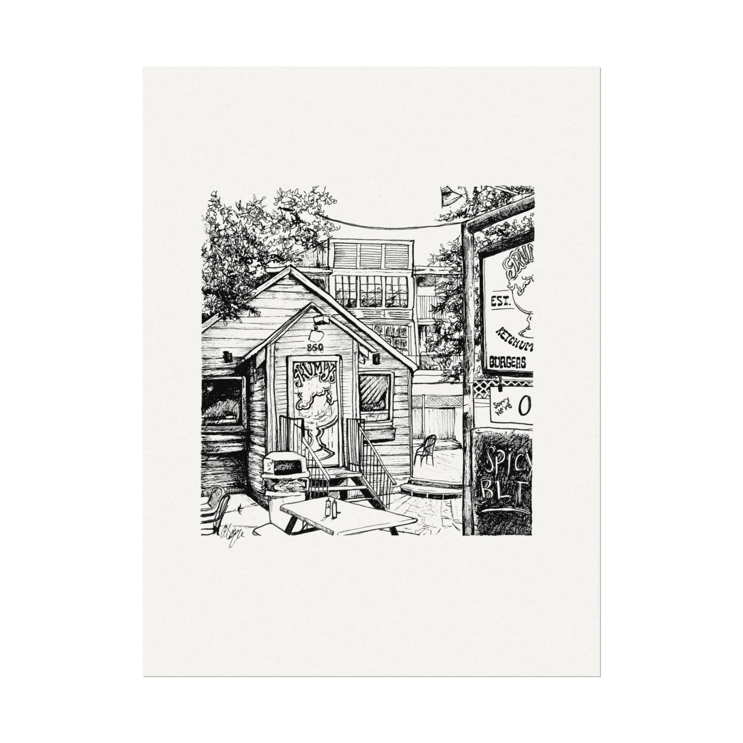 Grumpy's- Digital Reproduction on Textured Watercolor Matte Posters