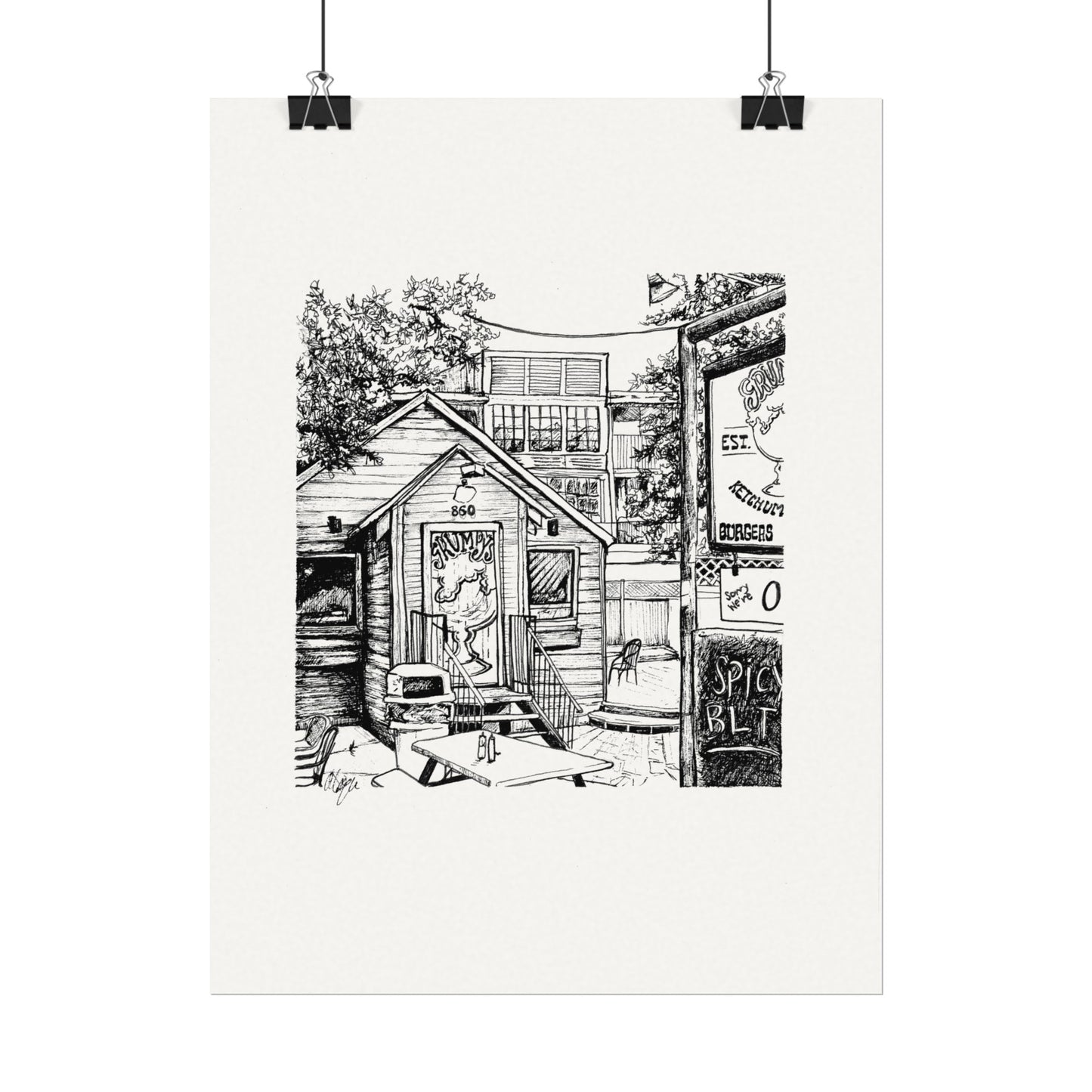 Grumpy's- Digital Reproduction on Textured Watercolor Matte Posters