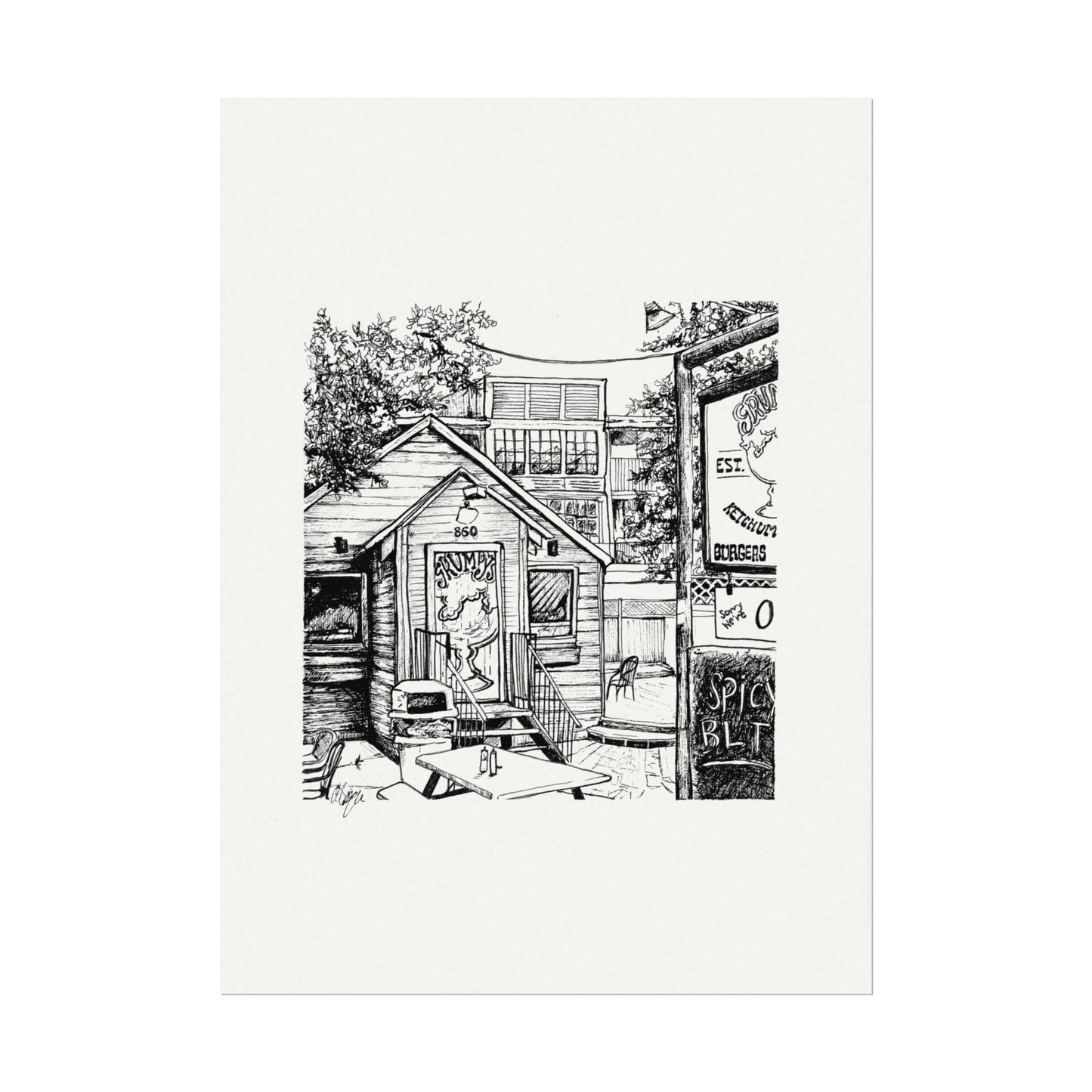 Grumpy's- Digital Reproduction on Textured Watercolor Matte Posters